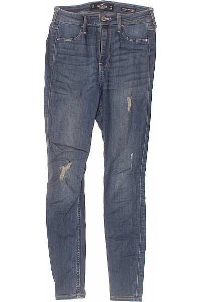 Hollister Dámské Modré Strečové Džíny Skinny S Vysokým Pasem Ripped Vel. 25