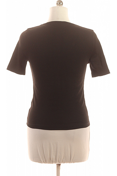 Calvin Klein Dámské bavlněné žebrované tričko černé basic s krátkým rukávem V výstřih Velikost L | Calvin Klein | obrázek 2