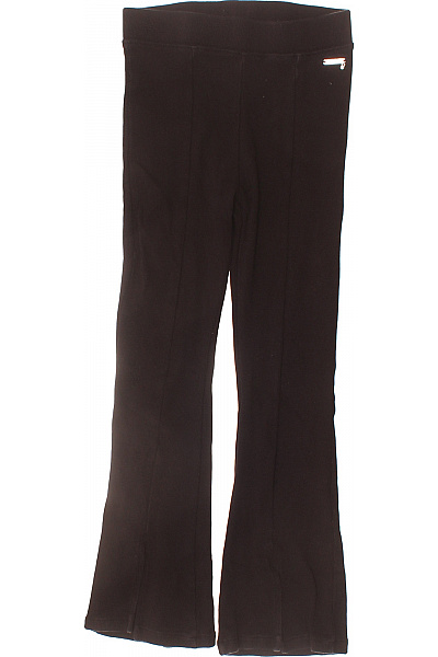 Guess Dívčí černé žebrované Flare Kalhoty Vysoký Pas