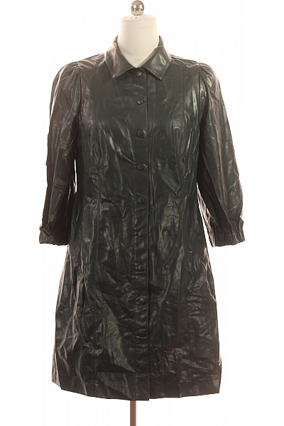 MARCCAIN Černé Koženkové šaty Košilové Midi Propínací Vintage Vel. 5