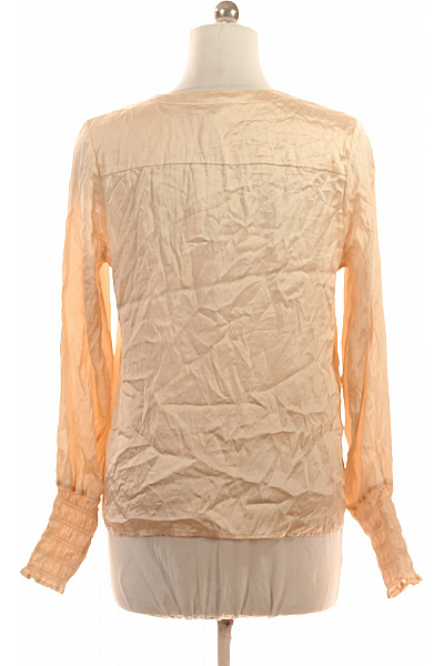 Tonno & Panna Hedvábná halenka béžová vrásčitá elegantní s dlouhým rukávem s výstřihem do V Velikost 42 | Tonno & Panna | obrázek 3