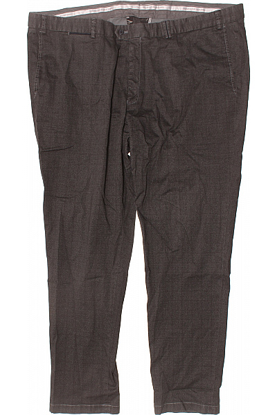 Hiltl Pánské Tmavě Hnědé Volnočasové Rovné Kalhoty Svislý Vzor Vel. XXL