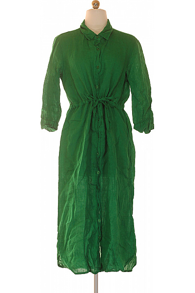 LAWRENCE GREY Zelené lněné šaty s páskem košilové dlouhé Vel. 36 | LAWRENCE GREY | obrázek 2