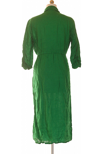 LAWRENCE GREY Zelené lněné šaty s páskem košilové dlouhé Vel. 36 | LAWRENCE GREY | obrázek 3