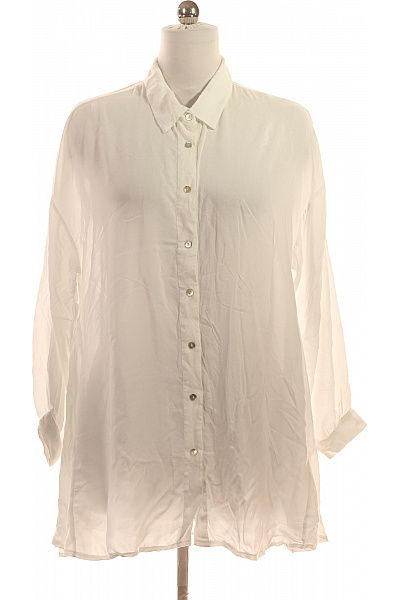 COTTON CANDY Dámská Viskózová Bílá Letní Košile Volná Průhledná Elegantní Velikost S