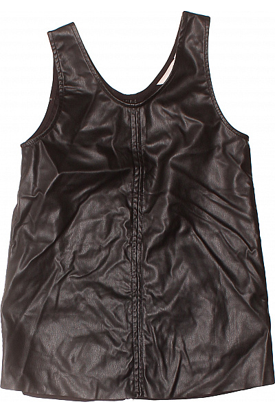 HM  Dívčí šaty tmavě hnědé koženkové bez rukávů áčkový střih Velikost 98 | HM  | obrázek 2