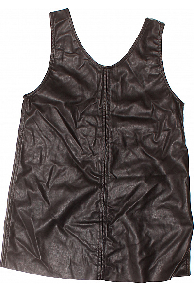 HM  Dívčí šaty tmavě hnědé koženkové bez rukávů áčkový střih Velikost 98 | HM  | obrázek 3