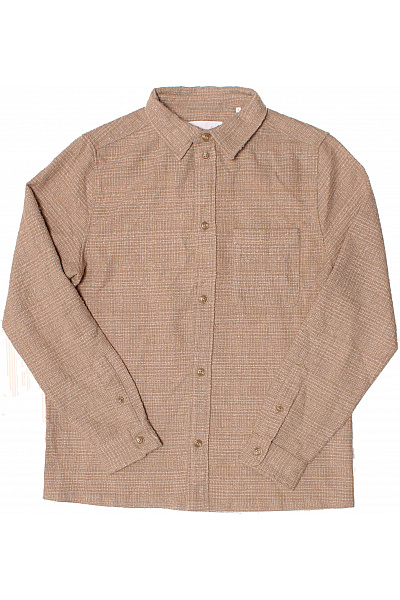 Les Lunes Pánská Košile Dlouhý Rukáv Béžová Texturovaná Ležérní Velikost L