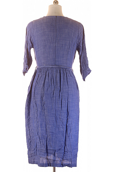 Closet Modré viskózové zavinovací šaty s páskem volnočasové lněné Velikost UK 14 | Closet | obrázek 2