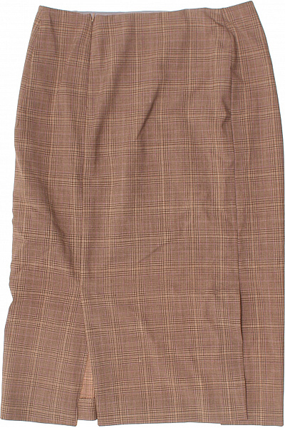 Oasis Dámská pouzdrová polyesterová kostkovaná hnědá midi sukně elegantní Velikost 34 | Oasis | obrázek 3