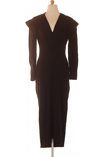 IRO Černé Pletené Midi šaty S Dlouhým Rukávem Elegantní Velikost Xs