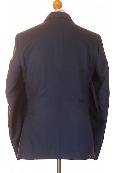 roberto cavalli Modré polyesterové společenské sako dvouřadé vypasované struktura moderní Velikost 50 | roberto cavalli | obrázek 3