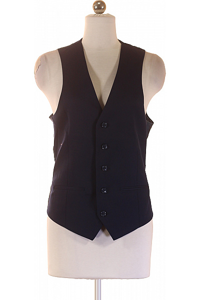 Polyesterová Společenská Vesta Tmavě Modrá Elegantní Bez Rukávů