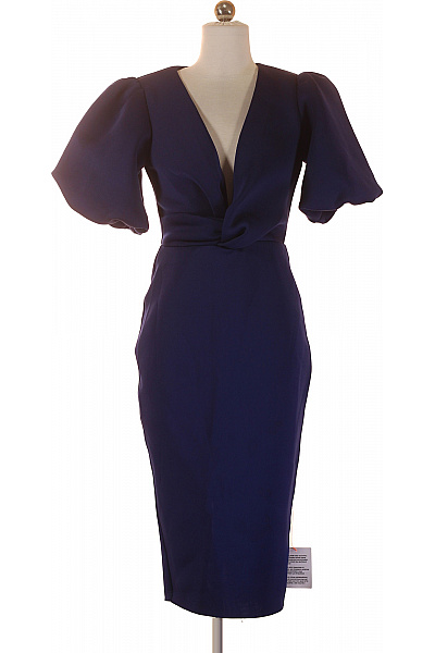 Asos Dámské Pouzdrové šaty Modré Polyesterové Elegantní Koktejlové S Krátkým Rukávem Velikost 36