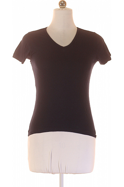 Dámské bavlněné modalové tričko basic V-výstřih krátký rukáv černé Vel. M | Unimoda | obrázek 2