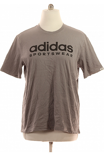 ADIDAS Pánské šedé Tričko S Krátkým Rukávem A Nápisem Streetwear Vel. XL