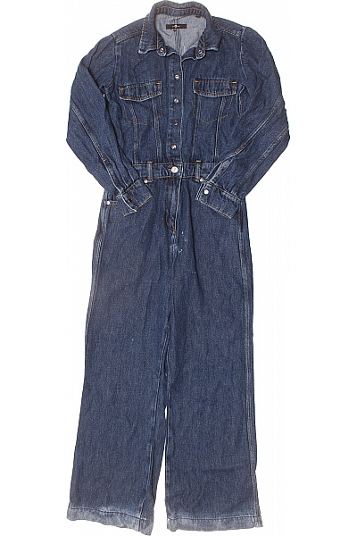 Dámský Modrý Denimový Overal S Dlouhým Rukávem A širokými Nohavicemi Vel. Xs