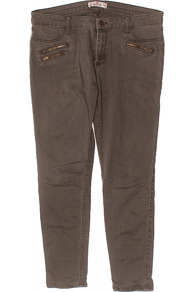 Hollister Dámské Bavlněné úzké Džíny Hnědé Strečové Se Zipy Velikost 30