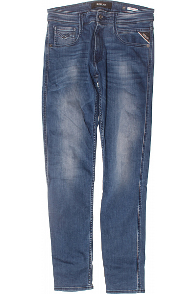 REPLAY Dámské Modré Strečové Skinny Džíny Seprané Vyšisované Velikost 27
