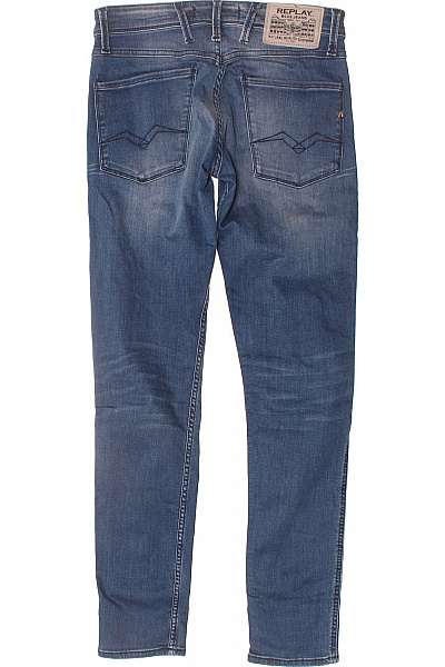 REPLAY Dámské modré strečové skinny džíny seprané vyšisované Velikost 27 | REPLAY | obrázek 2