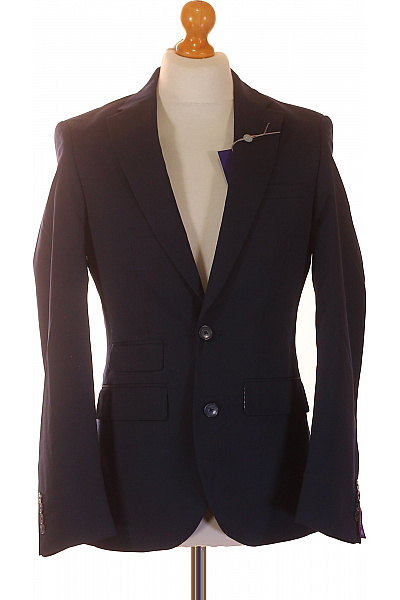 Pánské polyesterové sako tmavě modré dvouřadé vypasované elegantní na běžné nošení Velikost 38R | Unimoda | obrázek 2