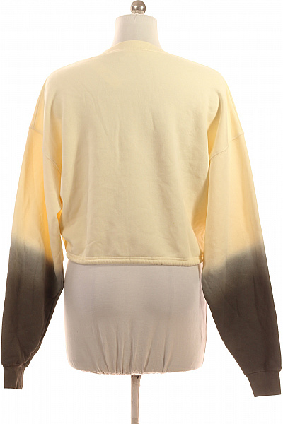 Dámská bavlněná crop mikina žlutá tie-dye se stahováním Vel. 40 | Unimoda | obrázek 3