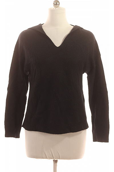 Dámský Kašmírový Svetr černý Pletený Volný Přes Hlavu S Výstřihem Do V Vel. M