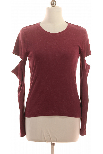 Donna Karan Dámské Tričko S Dlouhým Rukávem A Průstřihy červené Bavlněné Vel. L