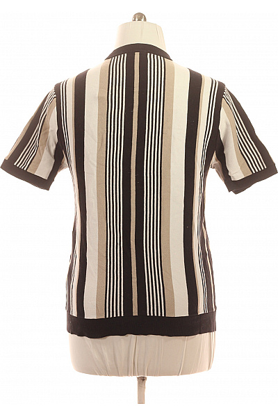 LAWRENCE GREY Pánský bavlněný pruhovaný svetr krátký rukáv béžový černý Velikost M | LAWRENCE GREY | obrázek 3