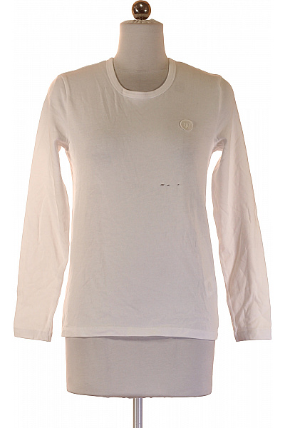 Dámské Tričko S Dlouhým Rukávem Bílé Jednobarevné Basic Vel. Xs