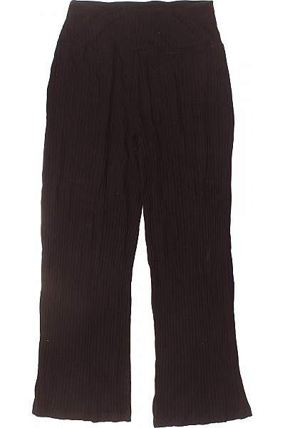 Les Lunes Dámské černé žebrované Tepláky S Vysokým Pasem Volné Velikost L