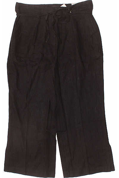 TAIFUN Černé lněné 3/4 kalhoty volné s páskem pohodlné ležérní Vel. 40 | TAIFUN | obrázek 2