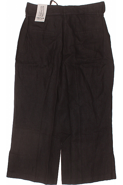 TAIFUN Černé lněné 3/4 kalhoty volné s páskem pohodlné ležérní Vel. 40 | TAIFUN | obrázek 3