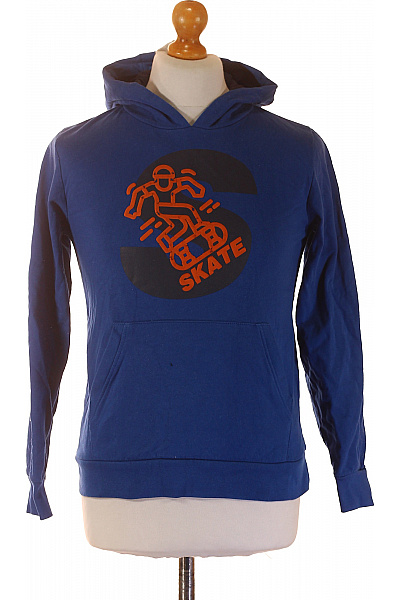 Lemon Beret Dětská Modrá Bavlněná Mikina S Kapucí A Potiskem Skateboardisty Velikost 164