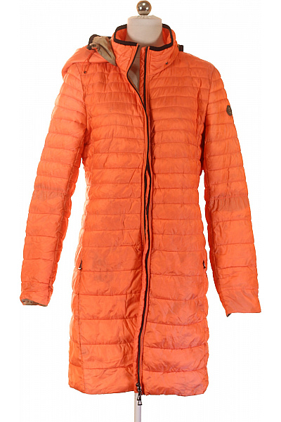 GIL BRET Dámská Oranžová Prošívaná Dlouhá Bunda Puffer S Kapucí Lehká Poliamidová Velikost 36