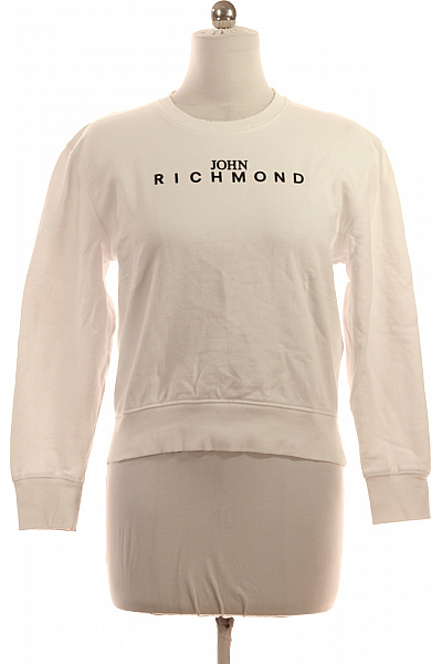 John Richmond Bavlněná bílá dámská mikina s dlouhým rukávem přes hlavu crewneck Velikost M | John Richmond | obrázek 2
