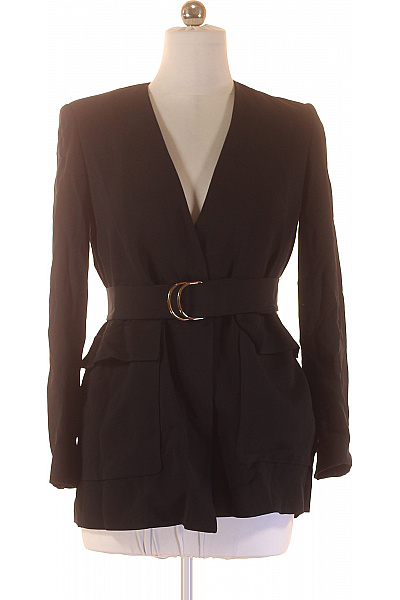 Esmara Černé Viskózové Sako S Páskem Elegantní Zavinovací Business Velikost 32