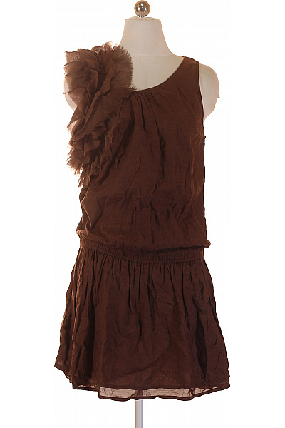 SISLEY Hnědé šaty bez rukávů volnočasové letní mini plisované Velikost S | SISLEY | obrázek 2