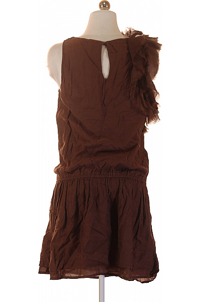 SISLEY Hnědé šaty bez rukávů volnočasové letní mini plisované Velikost S | SISLEY | obrázek 3