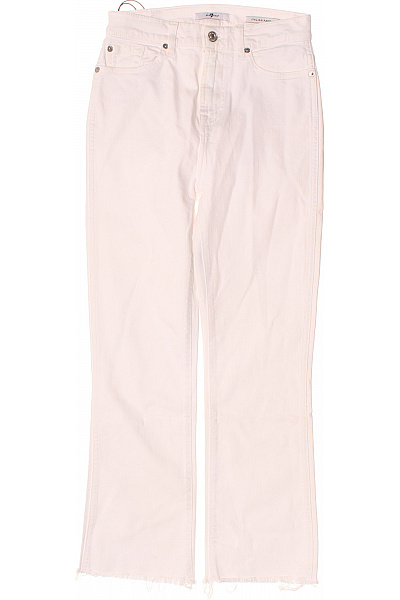 Dámské Bílé Bavlněné Džíny S Roztřepenými Nohavicemi Vel. 26