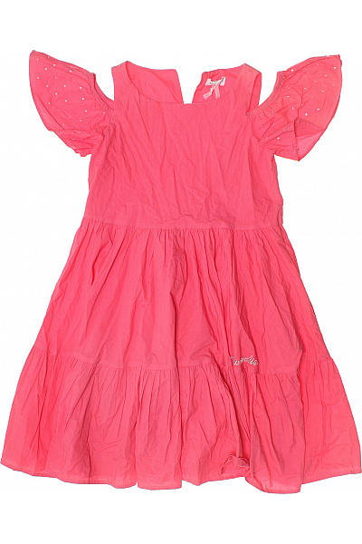 Monnalisa růžové bavlněné šaty s volánky a puntíky na ramínkách Vel. 128 | Monnalisa | obrázek 2
