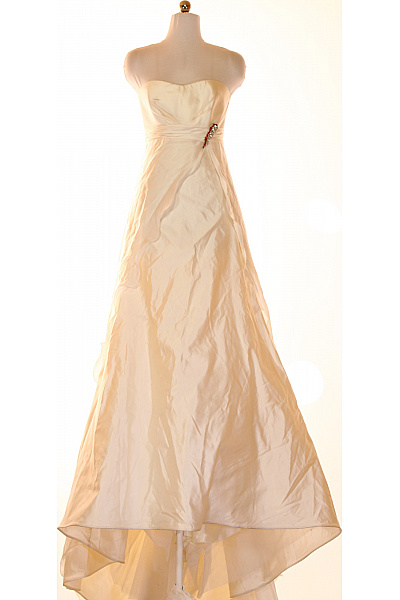 Dámské Hedvábné Svatební Šaty Béžové Dlouhé Elegantní Bez Rukávů Vel. IT 44