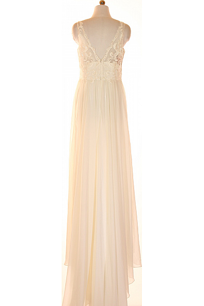 STAR NIGHT Dámské krémové dlouhé šaty na ramínka krajkové šifonové svatební Vel. 40 | STAR NIGHT | obrázek 2