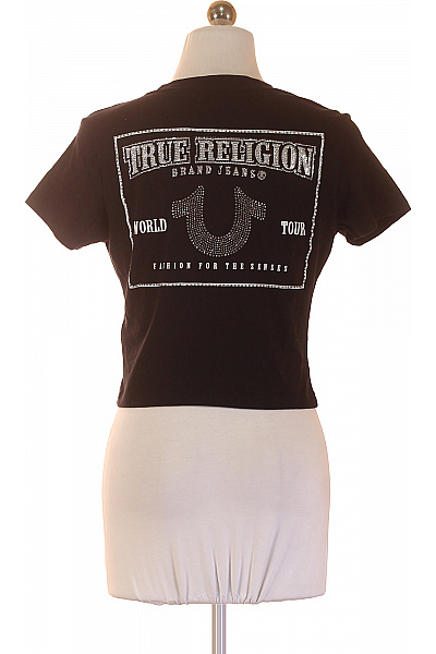 True Religion Dámské černé tričko s krátkým rukávem a výšivkou crop top Velikost S | True Religion | obrázek 2