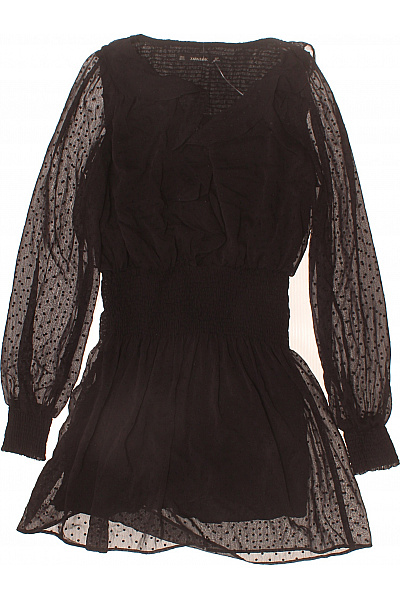 ZARA Dámský černý Overal S Dlouhým Rukávem A Puntíky Vel. XS