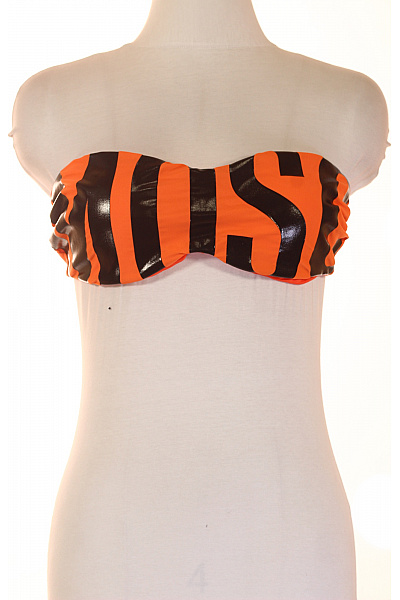 MOSCHINO Dámské plavky pruhované oranžové lesklé bez ramínek Vel. UK 40 | MOSCHINO | obrázek 2