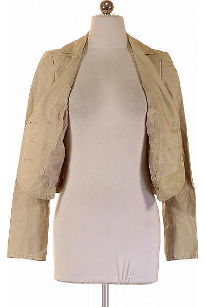 SOLAR Dámský bavlněný vypasovaný elegantní kabát béžový Vel. 34 | SOLAR | obrázek 4