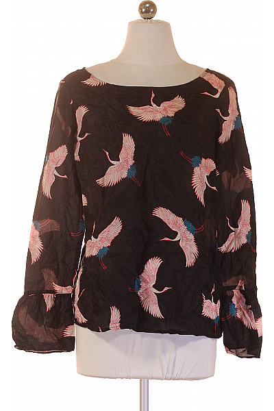 COMMA Dámská hedvábná halenka s dlouhým rukávem a potiskem jeřábů Vel. 36 | COMMA | obrázek 2