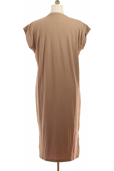 AWARE Hnědé žebrované šaty tričkové midi s rozparkem volnočasové letní Velikost M | AWARE | obrázek 2