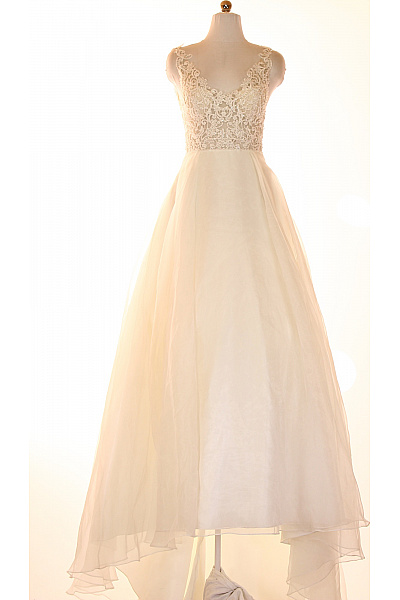 STAR NIGHT Svatební Dlouhé Krajkové šaty Na Ramínka Princeznovské Volné Vel. 36